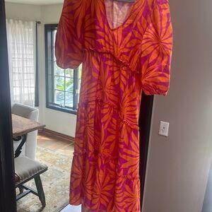 Trina Turk Orange and Pink Pattern Dress